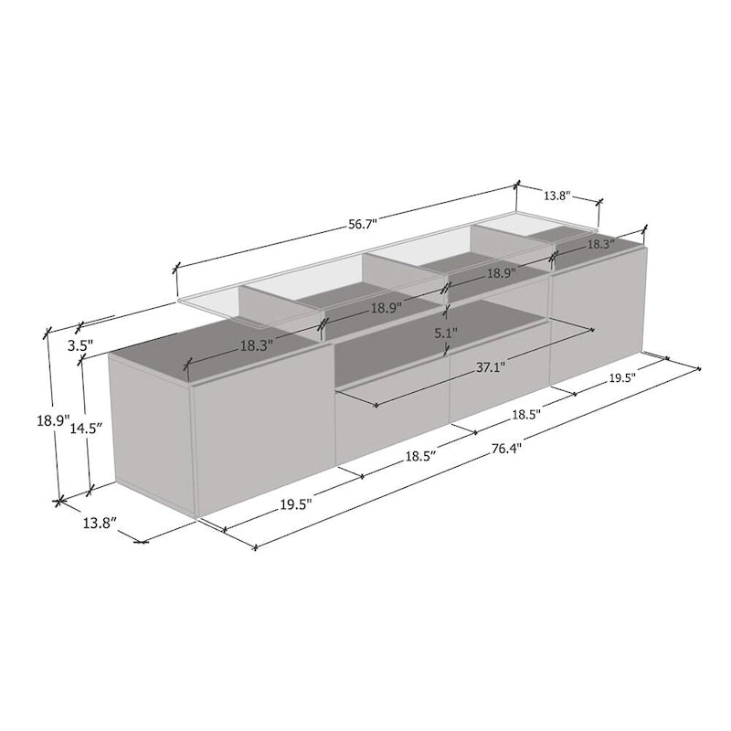Evora Modern TV Stand with LED Light System