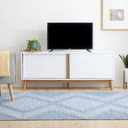 Madison Mid Century Modern TV Stand for TV's up to 65  Sliding Doors and Cable Management
