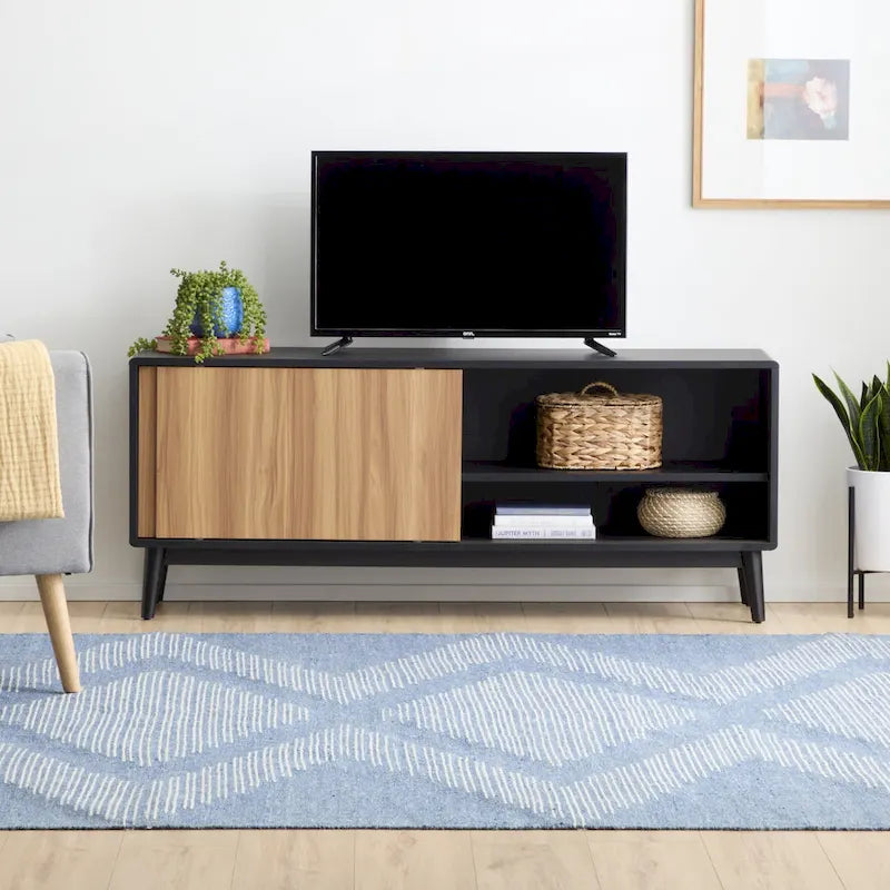 Brookside Madison Mid Century Modern TV Stand for TV's up to 65  Sliding Doors and Cable Management