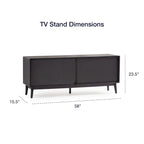 Madison Mid Century Modern TV Stand for TV's up to 65  Sliding Doors and Cable Management