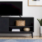Madison Mid Century Modern TV Stand for TV's up to 65  Sliding Doors and Cable Management