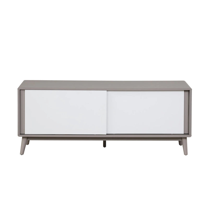 Madison Mid Century Modern TV Stand for TV's up to 65  Sliding Doors and Cable Management