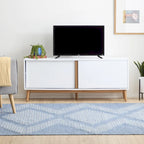 Madison Mid Century Modern TV Stand for TV's up to 65  Sliding Doors and Cable Management