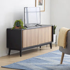 Madison Mid Century Modern TV Stand for TV's up to 65  Sliding Doors and Cable Management