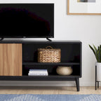 Madison Mid Century Modern TV Stand for TV's up to 65  Sliding Doors and Cable Management