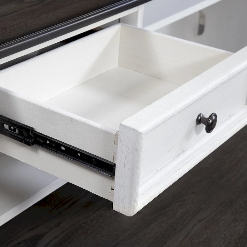 Allyson Park Wirebrushed White Charcoal L Shaped Desk Set