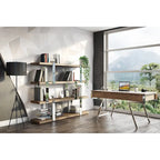 Brewer Modern Walnut Glass & Stainless Steel Bookshelf