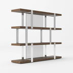 Brewer Modern Walnut Glass & Stainless Steel Bookshelf