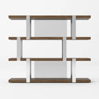 Brewer Modern Walnut Glass & Stainless Steel Bookshelf