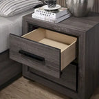 Rothwell Contemporary Grey Wood Wood 2-Piece Panel Bedroom Set with Shelves