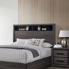 Rothwell Contemporary Grey Wood Wood 2-Piece Panel Bedroom Set with Shelves