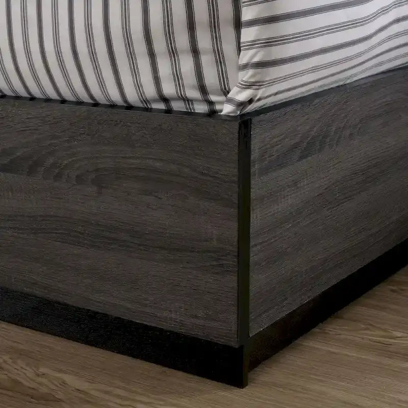 Rothwell Contemporary Grey Wood Wood 2-Piece Panel Bedroom Set with Shelves