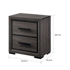 Rothwell Contemporary Grey Wood Wood 2-Piece Panel Bedroom Set with Shelves