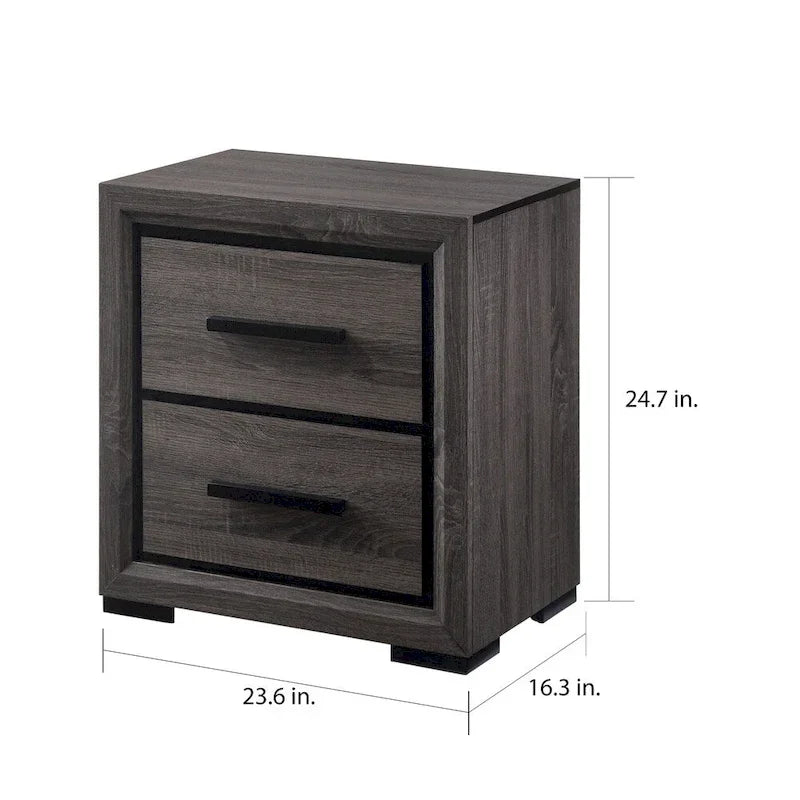 Rothwell Contemporary Grey Wood Wood 2-Piece Panel Bedroom Set with Shelves