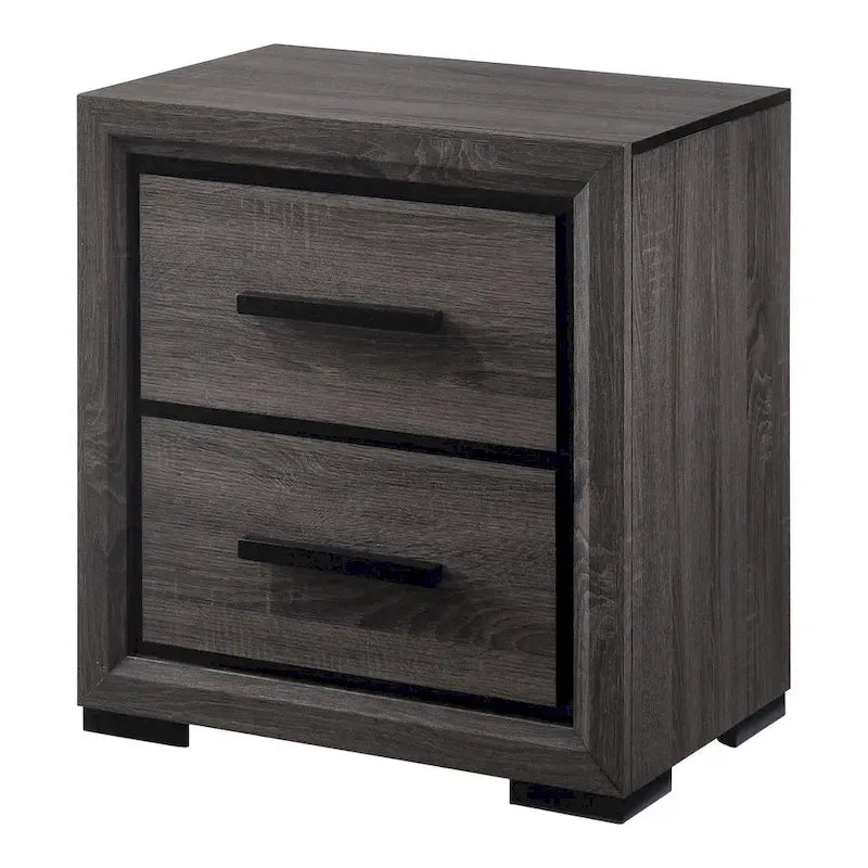 Rothwell Contemporary Grey Wood Wood 2-Piece Panel Bedroom Set with Shelves
