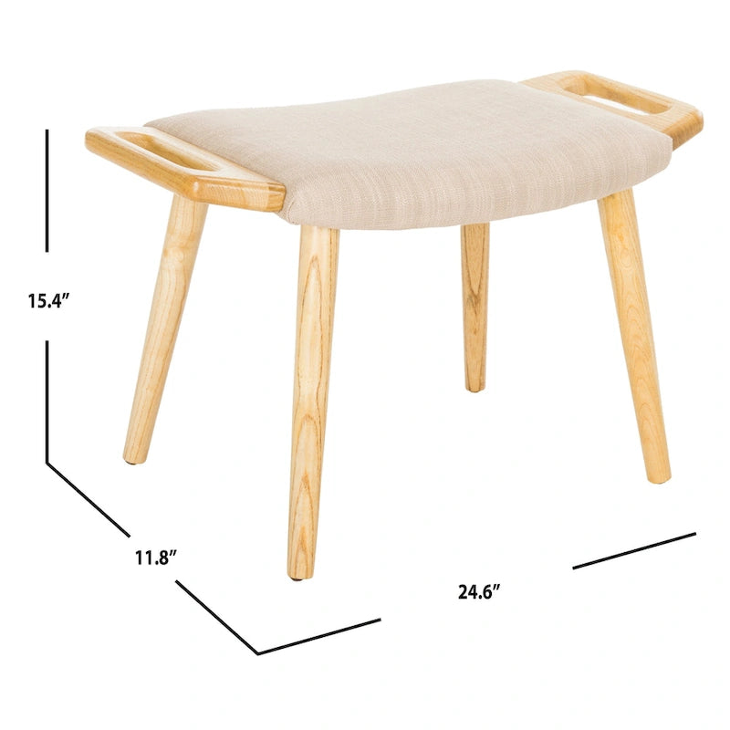 Zipora Beige/ Natural Mid-Century Bench - 11.8  x 24.6  x 15.4  - 12Wx25Dx15H