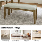 Sandra Rustic Farmhouse Design Solid Wood Dining Bench by HULALA HOME