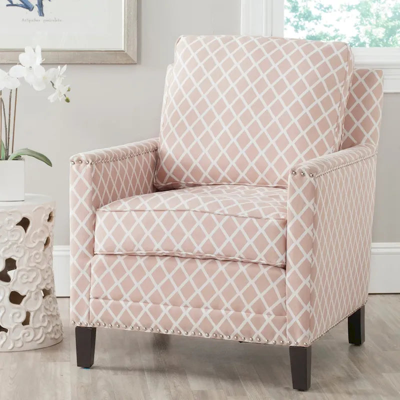SAFAVIEH Kylee Peach Pink/ White Polyester Fabric Club Chair - 28.5  x 31.9  x 38.2  - 29Wx32Dx38H