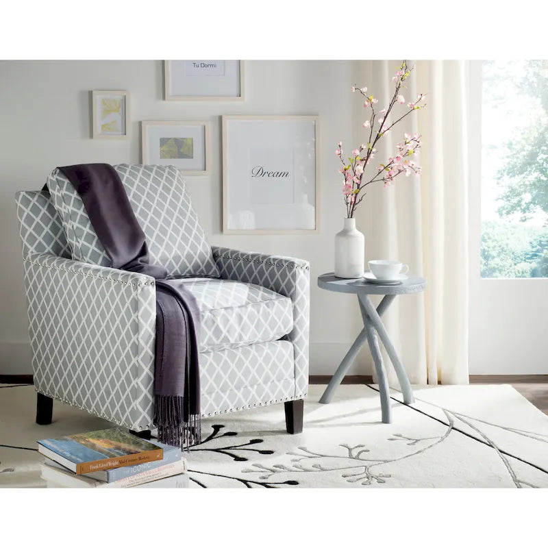 Kylee Peach Pink/ White Polyester Fabric Club Chair - 28.5  x 31.9  x 38.2  - 29Wx32Dx38H