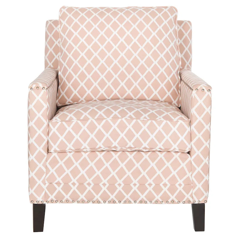 Kylee Peach Pink/ White Polyester Fabric Club Chair - 28.5  x 31.9  x 38.2  - 29Wx32Dx38H