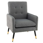 Costway Linen Fabric Accent Chair Modern Single Sofa Chair with Solid - See Details