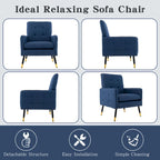 Costway Linen Fabric Accent Chair Modern Single Sofa Chair with Solid - See Details