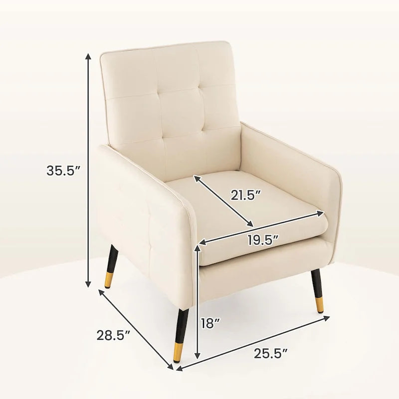 Costway Linen Fabric Accent Chair Modern Single Sofa Chair with Solid - See Details