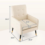 Costway Linen Fabric Accent Chair Modern Single Sofa Chair with Solid - See Details