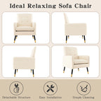 Costway Linen Fabric Accent Chair Modern Single Sofa Chair with Solid - See Details