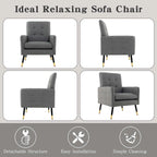 Costway Linen Fabric Accent Chair Modern Single Sofa Chair with Solid - See Details