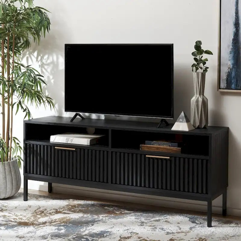 Alyse 2-Drawer 2-Shelf Entertainment Media Stand (Fits Up To 65  Flatscreen TV) - 60.4 In. x 15.6 In. x 24.8 In.