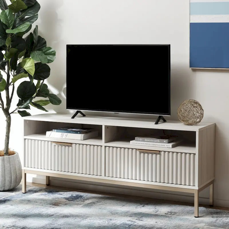 Alyse 2-Drawer 2-Shelf Entertainment Media Stand (Fits Up To 65  Flatscreen TV) - 60.4 In. x 15.6 In. x 24.8 In.