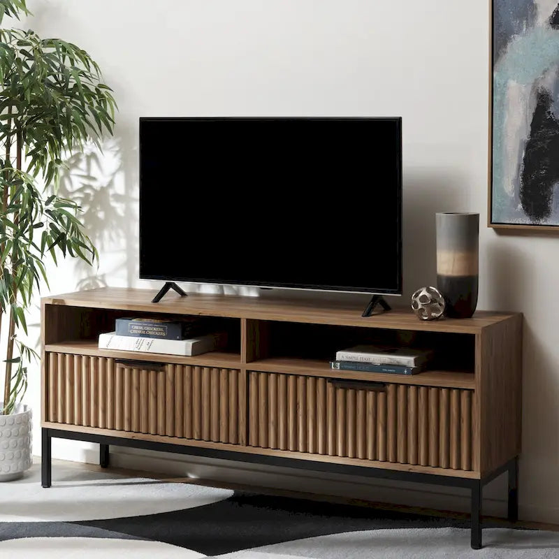 Alyse 2-Drawer 2-Shelf Entertainment Media Stand (Fits Up To 65  Flatscreen TV) - 60.4 In. x 15.6 In. x 24.8 In.