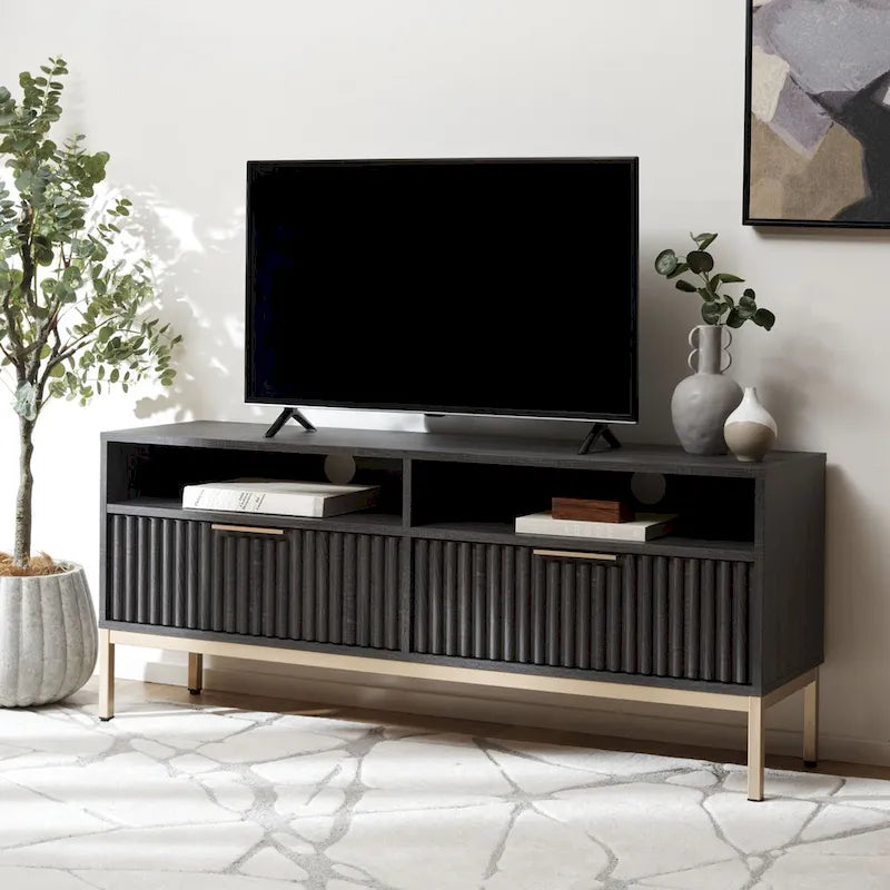 Alyse 2-Drawer 2-Shelf Entertainment Media Stand (Fits Up To 65  Flatscreen TV) - 60.4 In. x 15.6 In. x 24.8 In.