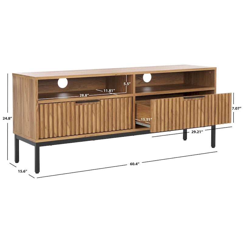 Alyse 2-Drawer 2-Shelf Entertainment Media Stand (Fits Up To 65  Flatscreen TV) - 60.4 In. x 15.6 In. x 24.8 In.