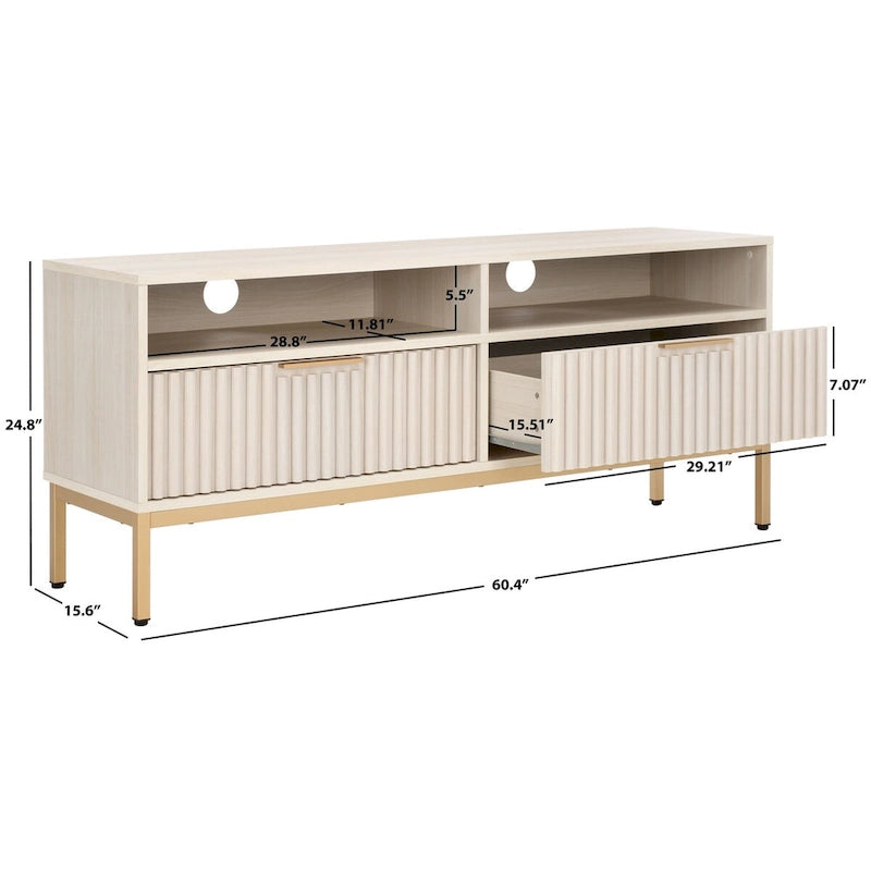 Alyse 2-Drawer 2-Shelf Entertainment Media Stand (Fits Up To 65  Flatscreen TV) - 60.4 In. x 15.6 In. x 24.8 In.