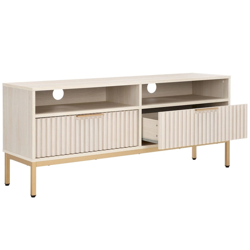 Alyse 2-Drawer 2-Shelf Entertainment Media Stand (Fits Up To 65  Flatscreen TV) - 60.4 In. x 15.6 In. x 24.8 In.