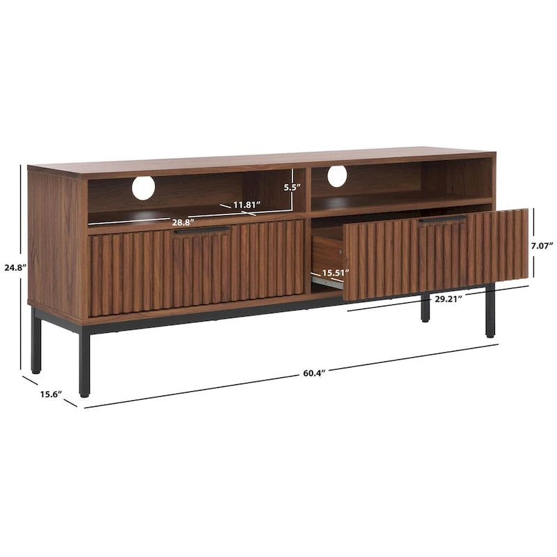 Alyse 2-Drawer 2-Shelf Entertainment Media Stand (Fits Up To 65  Flatscreen TV) - 60.4 In. x 15.6 In. x 24.8 In.