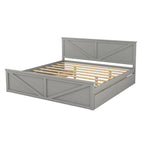 Wooden Platform Bed with Four Storage Drawers and Support Legs