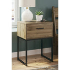 Signature Design Deanlow Honey Panel Headboard with Dresser and Nightstand