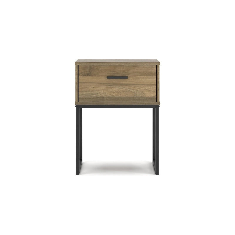 Signature Design Deanlow Honey Panel Headboard with Dresser and Nightstand