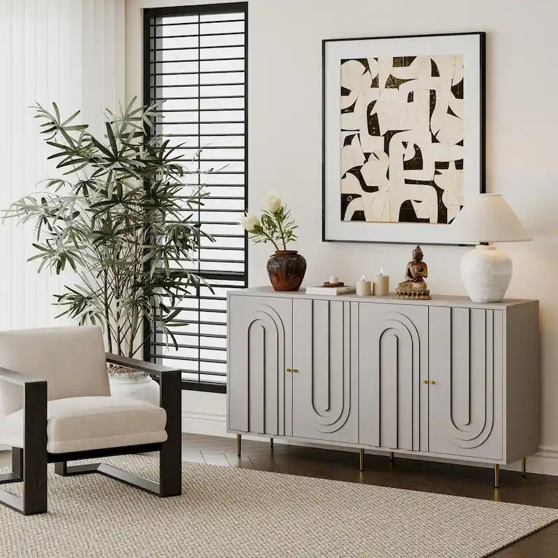 Modern 4 Door Wooden Storage Cabinet for Living Room