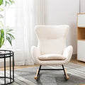 Fabric Padded Seat Rocking Chair With High Backrest And Armrests