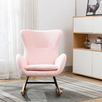 Fabric Padded Seat Rocking Chair With High Backrest And Armrests