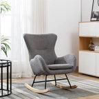 Fabric Padded Seat Rocking Chair With High Backrest And Armrests