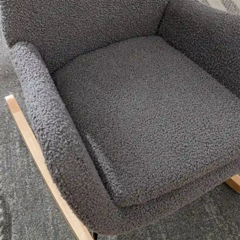 Fabric Padded Seat Rocking Chair With High Backrest And Armrests