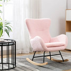Fabric Padded Seat Rocking Chair With High Backrest And Armrests