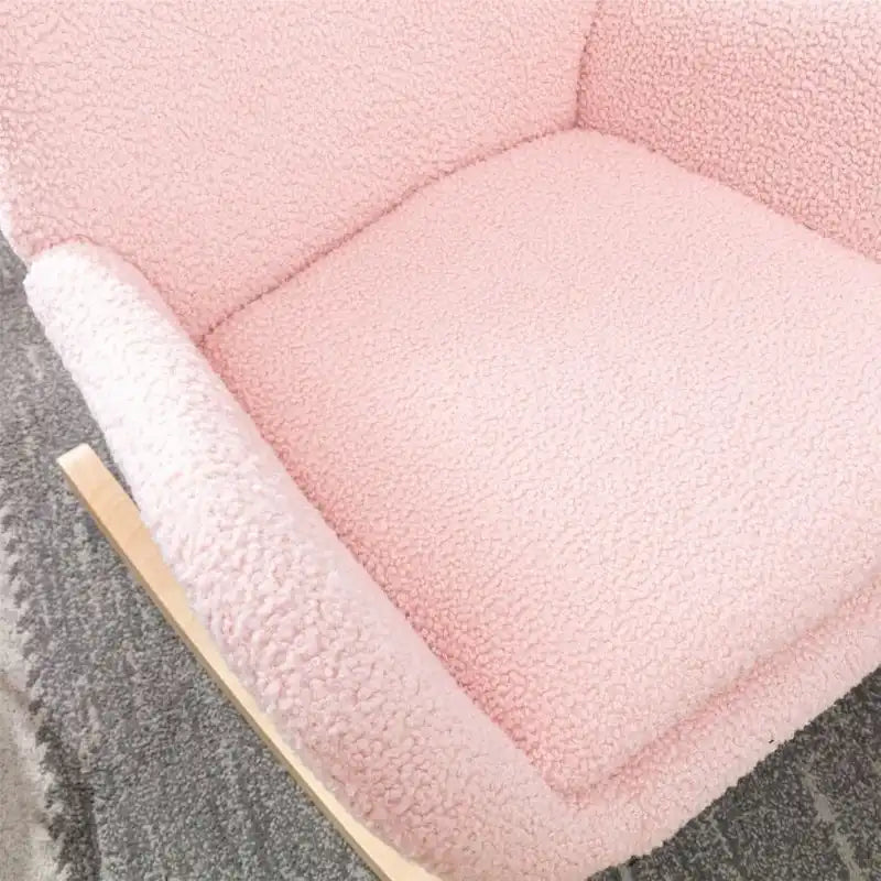 Fabric Padded Seat Rocking Chair With High Backrest And Armrests