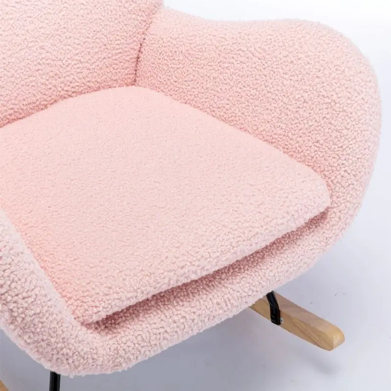 Fabric Padded Seat Rocking Chair With High Backrest And Armrests