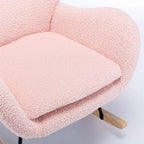 Fabric Padded Seat Rocking Chair With High Backrest And Armrests